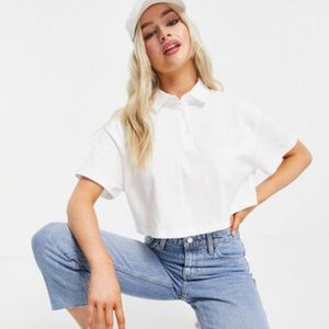 Asos Cropped boxy polo Shirt top white